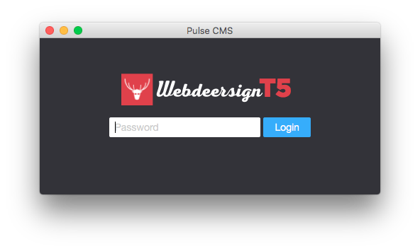 This shows the PulseCMS Launcher Mac App customer with a Webdeersign logo.